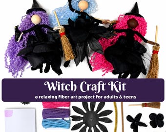 DIY Witch Doll Craft Kit | Fiber Art Project for Teens & Adults (No Sewing)