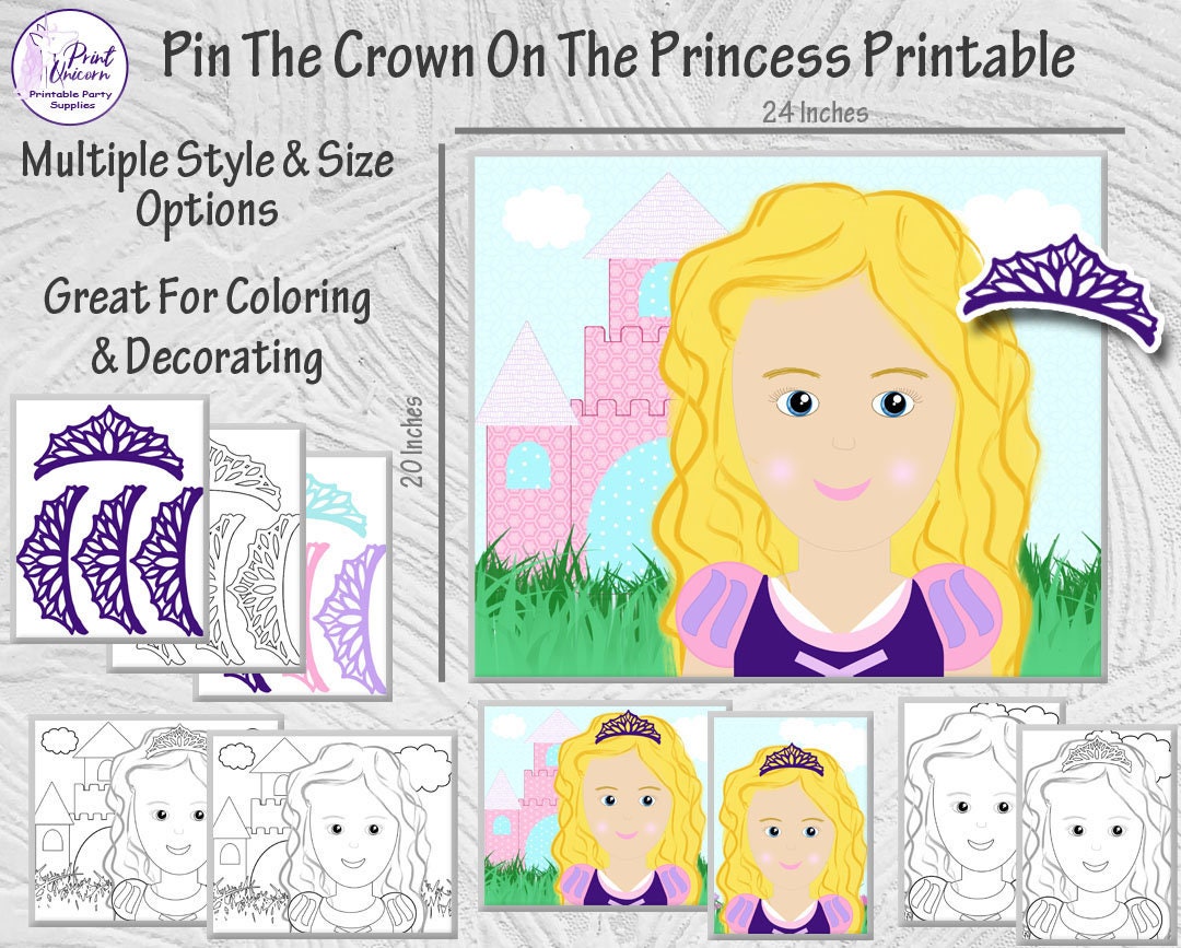 Pin The Crown on the Princess Printable Party Game Pin The | Etsy