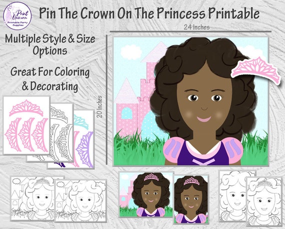 Pin the Crown on the Princess Printable Party Game Pin the - Etsy