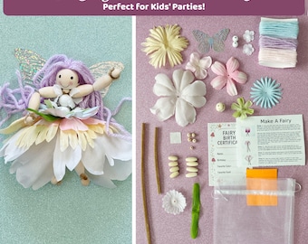 DIY Craft Kit Pastel Fairy Doll - Make a Fairy Toy - Fairy Craft Kit - Kids - Party Favor, Birthday Party Activity, Handmade Ornament