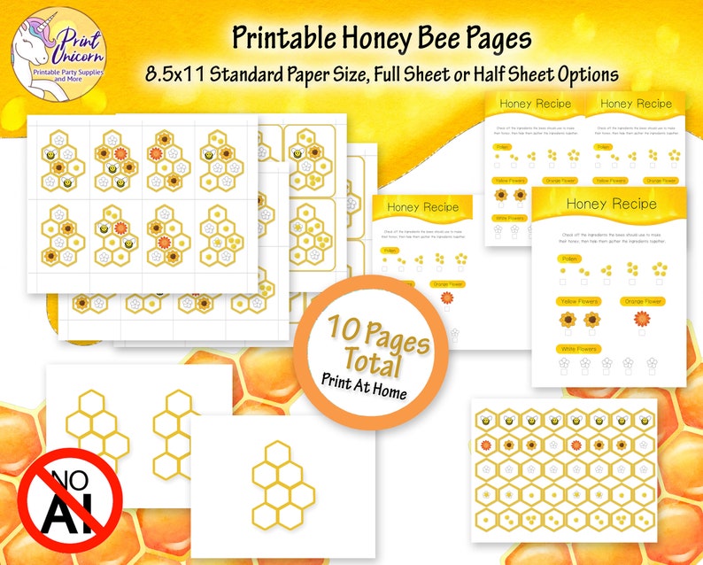 PDF Printable Bee Matching Cards and Menu Extended Open Play