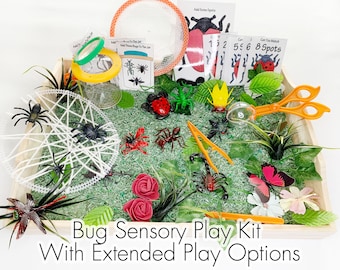 Bug Sensory Bin Accessories With Extended Play Cards and Activities - For Toddlers and Preschoolers - Insects Loose Parts Spiders Butterfly