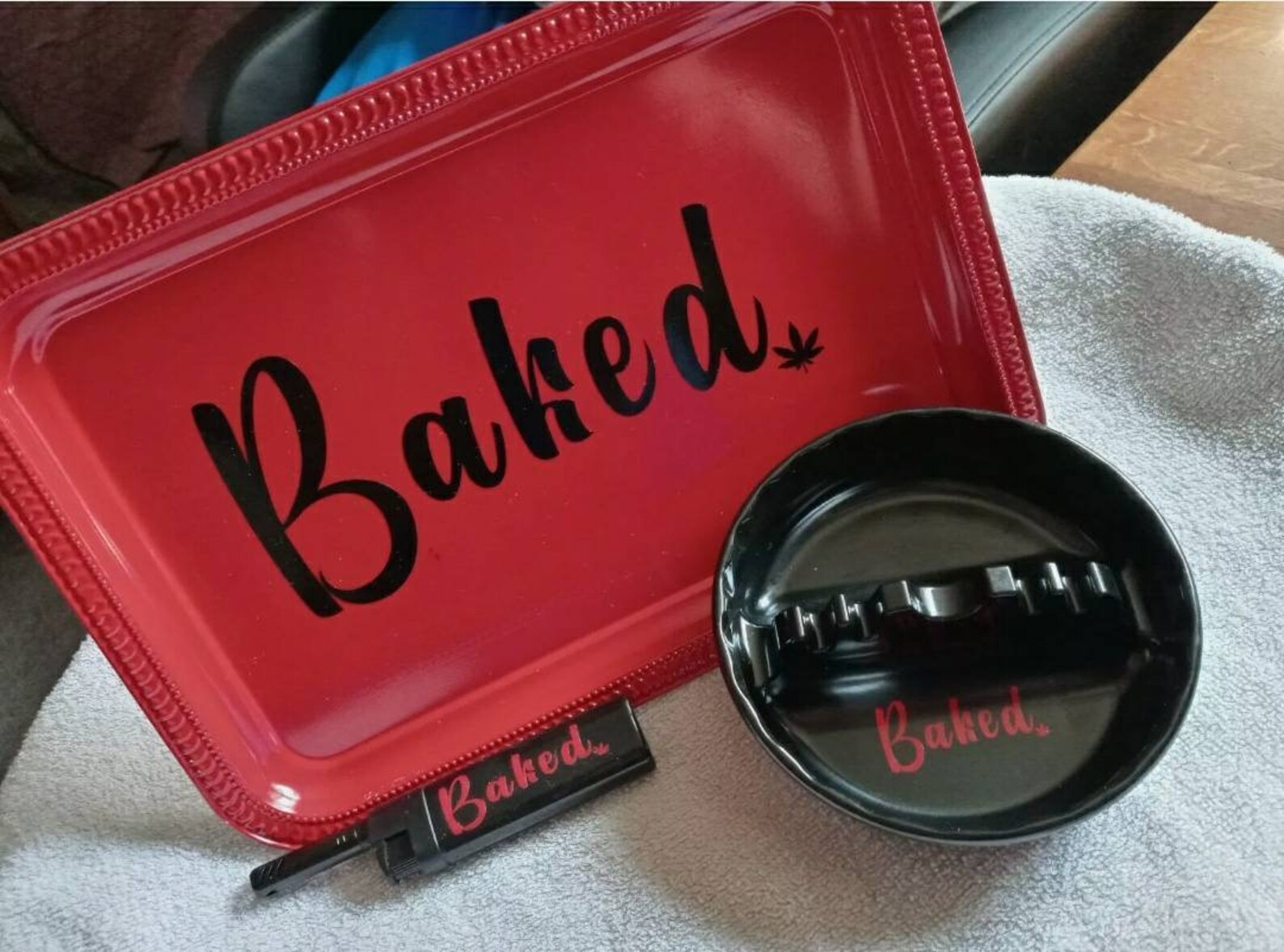 Baked Original Rolling Tray Ashtray Lighter Stoner Gift Set Etsy