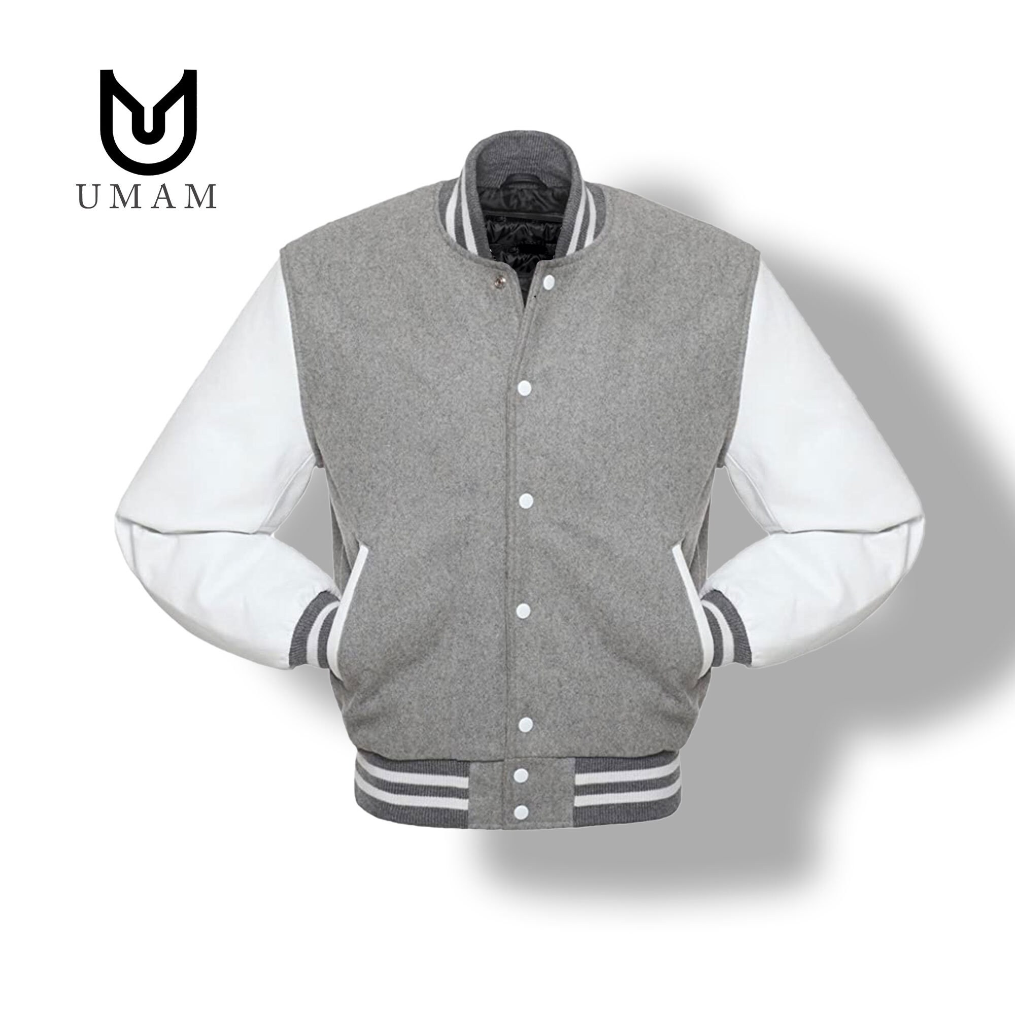 Full-Snap Wool Monogram Off-White Black Varsity Jacket