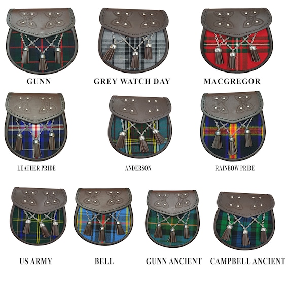 kilt bag large Chain belt Sporran Scottish High Land Wear Original Leather