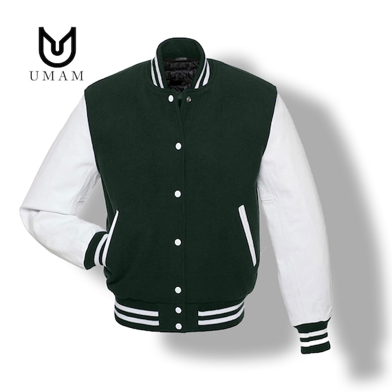 Green-Black Baseball Jacket Varsity Letterman Jackets Genuine