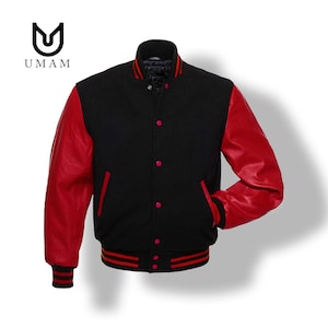  Hombres Varsity Baseball Letterman Bomber Lana & Royal Blue  Genuine Leather Sleeves M Logo Chaqueta, Rosa bebé : Ropa, Zapatos y Joyería