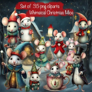 Ratinhos de Natal caprichosos 35 PNG Clipart - Suprimentos para diários de inverno, convites, cartões de scrapbook, sublimação, uso comercial!