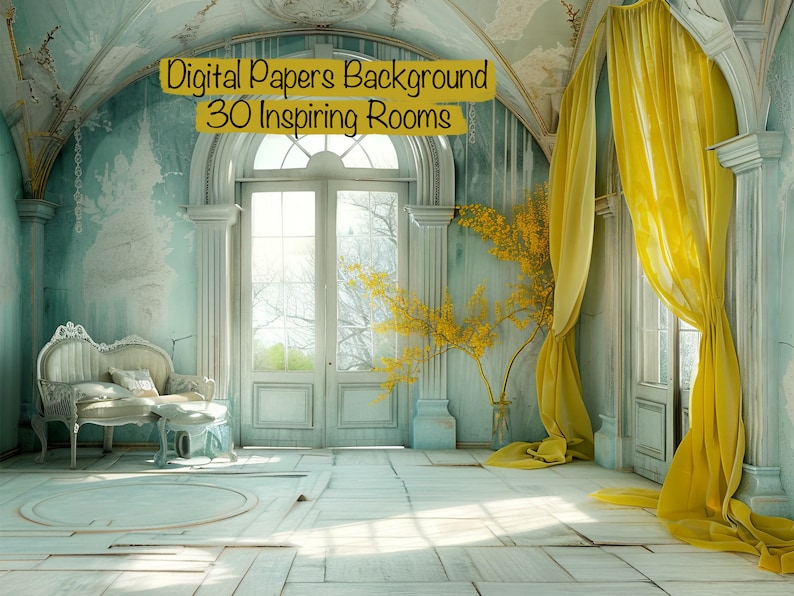 30 Unique Whimsical Rooms Digital Paper Pack - for Scrapbook Kit, Junk ...