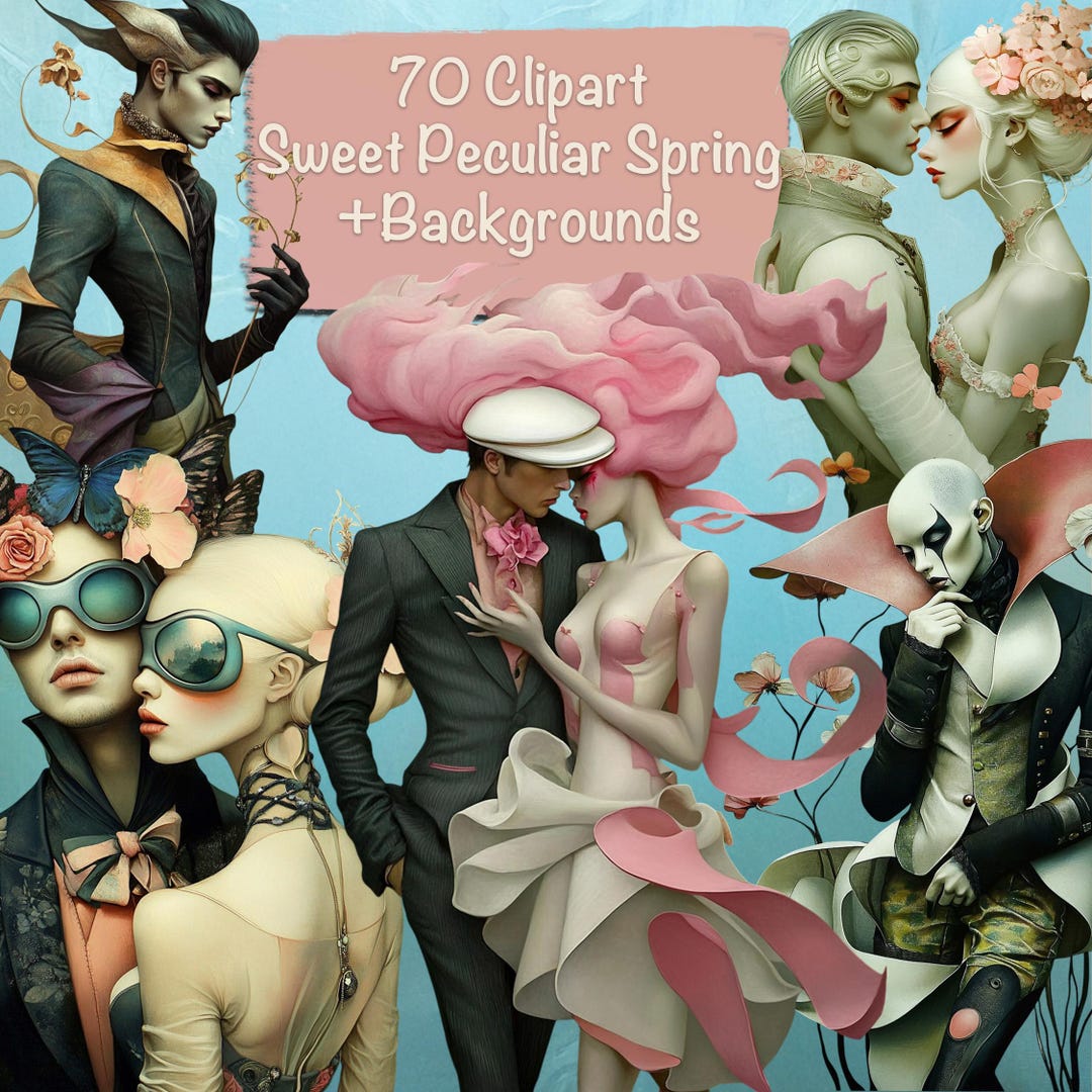 Late Spring Characters Names 70 PNG Peculiar Spring Characters Clipart + 20 Backgrounds, DIY Card ...