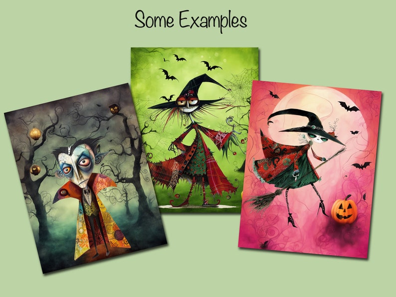 Livfullt Halloween Clipart-paket - 45 nyckfulla designer och 15 bakgrunder, för Halloweenpyssel, scrapbooking och mer, kommersiellt bruk! bild 8