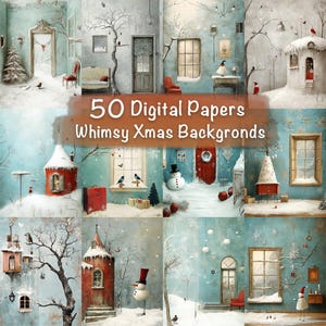 Pacote com 50 fundos digitais de papel para o Natal - Faça você mesmo cartões, suprimentos para diário, kit de scrapbooking, colagem, uso comercial!