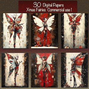 Lot de 30 fées de Noël fantaisistes, fabrication de cartes DIY, pages de journal indésirable, fournitures de scrapbooking, usage commercial !