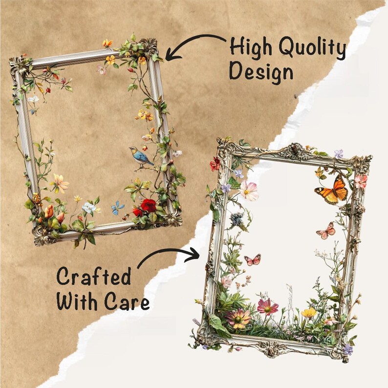 Fun Spring Frame 40 Png Spring Frames Bundle, DIY Card Making, Junk Journal Supplies ...