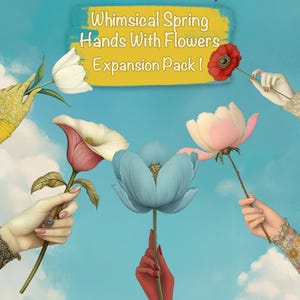 Clipart Whimsical Spring Girls - Pakiet rozszerzeń 1 - 20 obrazów PNG + 10 teł - Zestaw do prowadzenia dziennika śmieci, artykuły do scrapbookingu, do użytku komercyjnego!