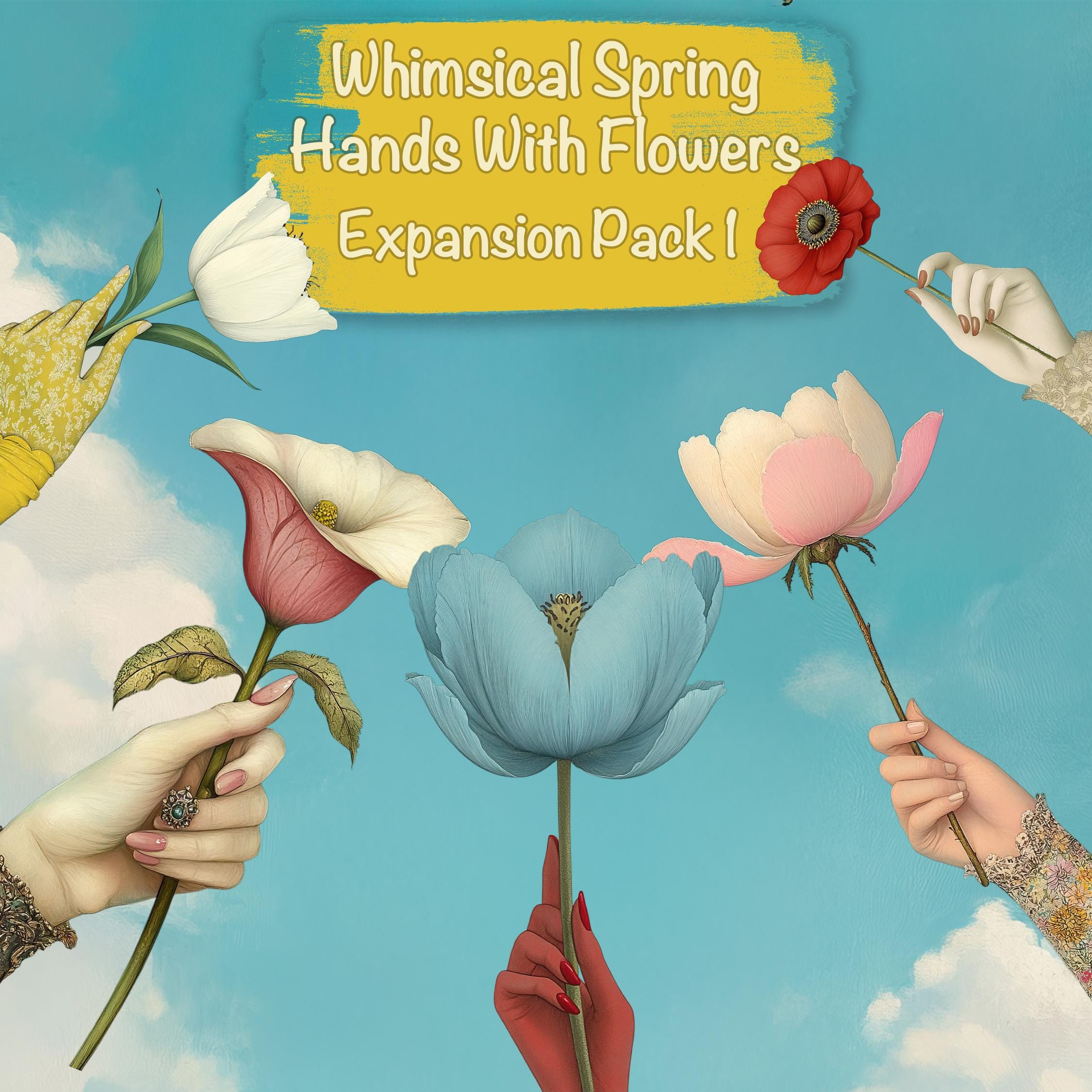 Whimsical Spring Girls Clipart - Expansion Pack 1  -  20 PNG + 10  Backgrounds -  Junk Journal Kit, Scrapbooking Supplies, Commercial use!