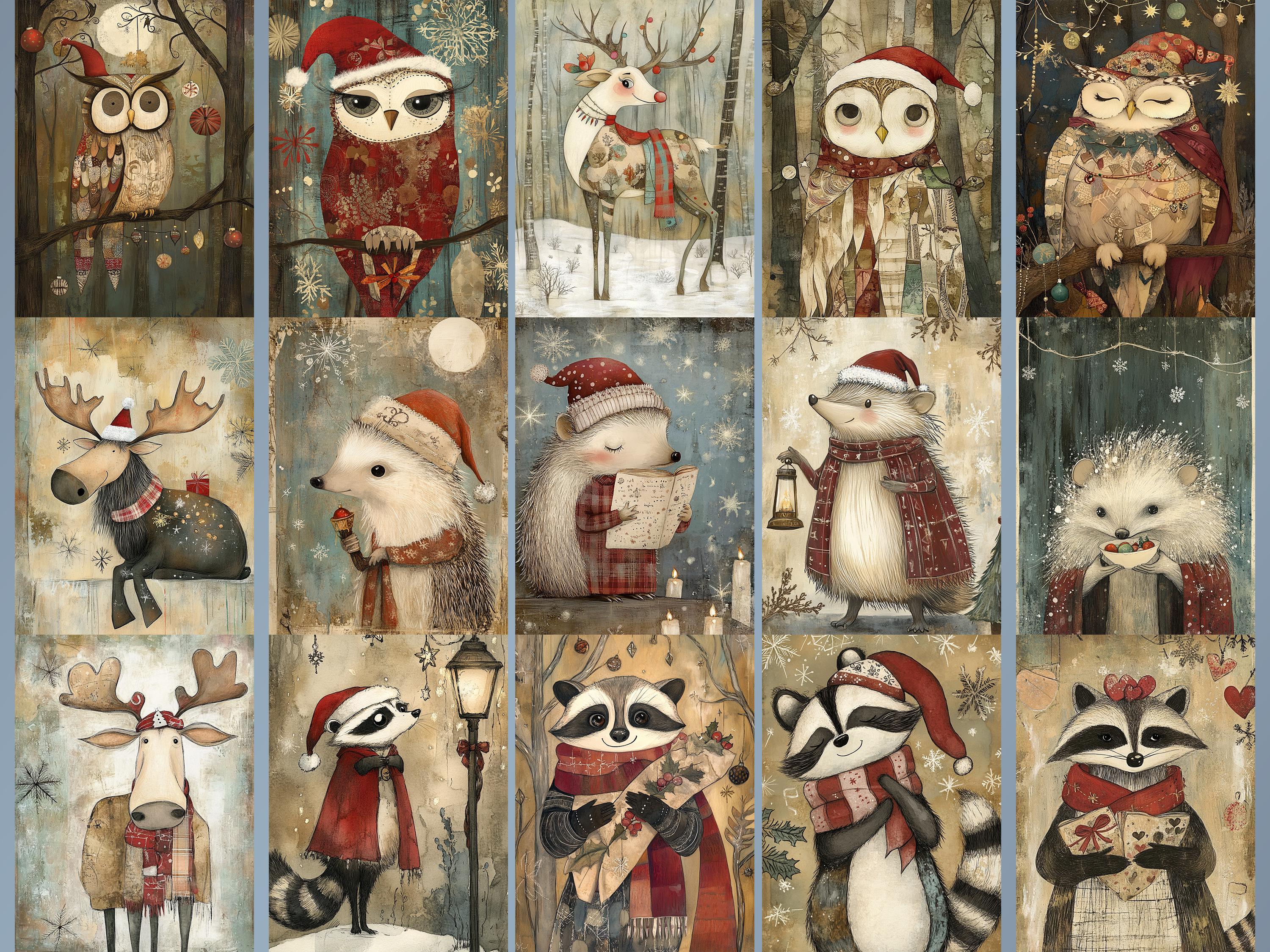 Biglietto Di Natale Con Animali Del Bosco E Dettagli Oro - Per Amici Speciali, Ecologico 220x152 Mm