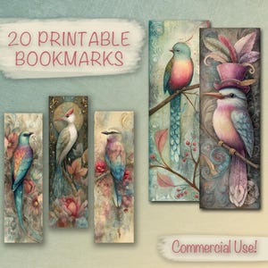 20 Magical Birds Printable Bookmark Designs + Printable Sheets , Printable Bookmark, DIY, Junk Journal,  Commercial use!
