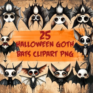 Fantazyjny pakiet gotyckiego nietoperza w kształcie Halloween, 25 uroczych i dziwacznych wzorów do rękodzieła na Halloween, scrapbookingu i nie tylko, do użytku komercyjnego!