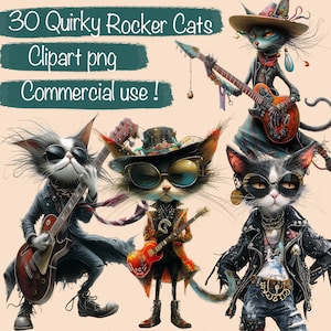 30 cliparts PNG originaux et originaux de chats à bascule + feuilles imprimables - fabrication de cartes, kit de collage, t-shirt, journal indésirable, scrapbooking, usage commercial !