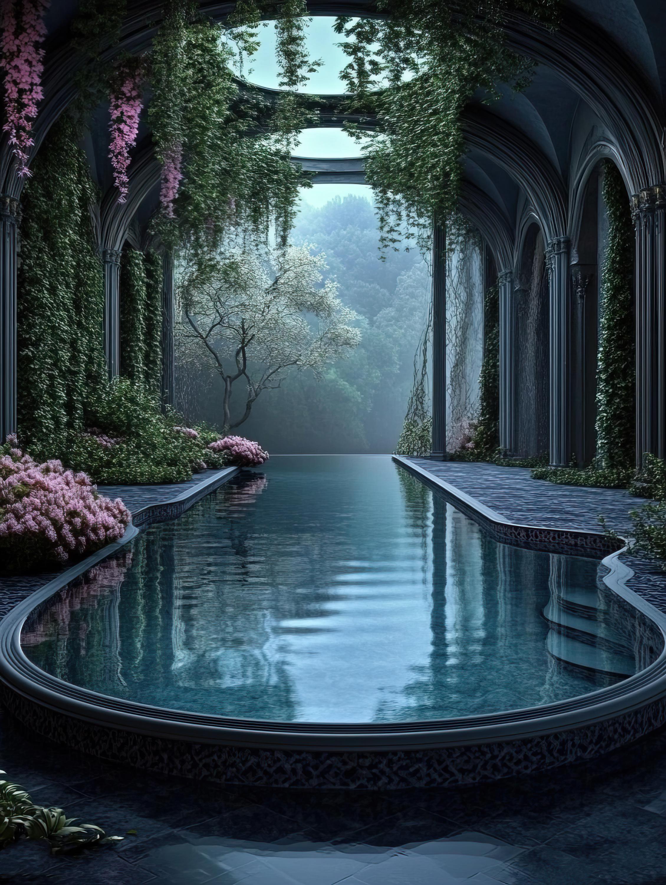 20 Surreal Fantasy Pools Digital Papers Backgrounds, DIY Card Making ...