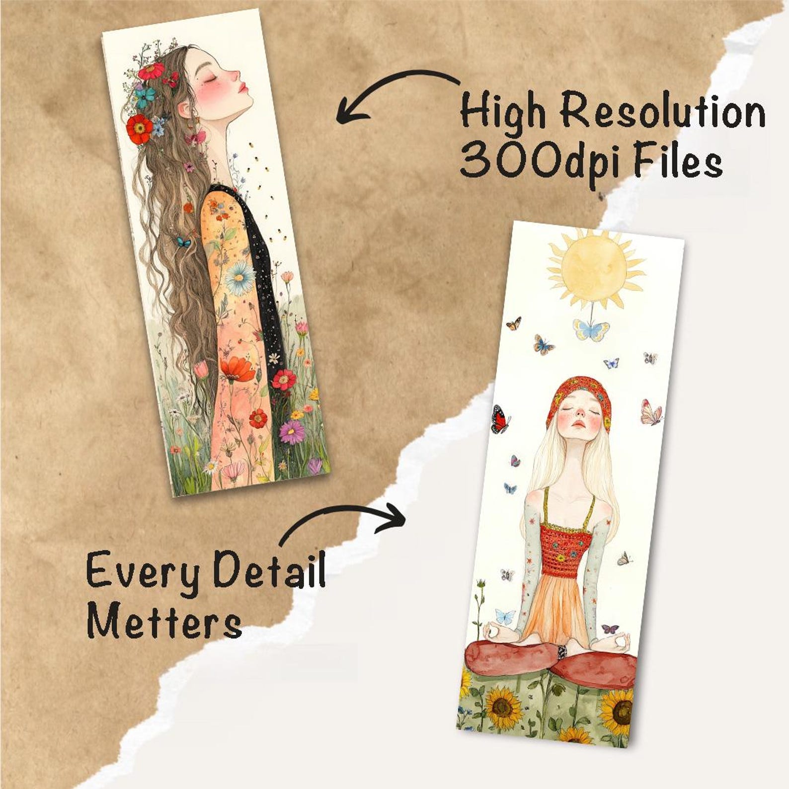 20 Boho Girls Printable Bookmark Designs + Printable Sheets , Printable ...
