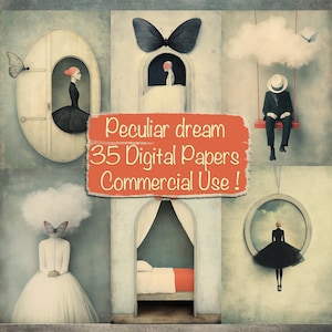 Peculiar Dream, 35 carte digitali, sfondi, creazione di biglietti fai da te, materiali per diari spazzatura, kit per scrapbooking, collage, uso commerciale!