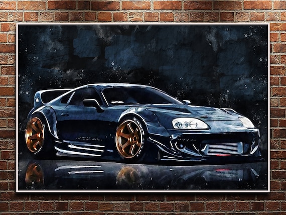 Toyota Supra Mk4, Car Art Print, Car Drawing, Gift for Him, Digital  Download 