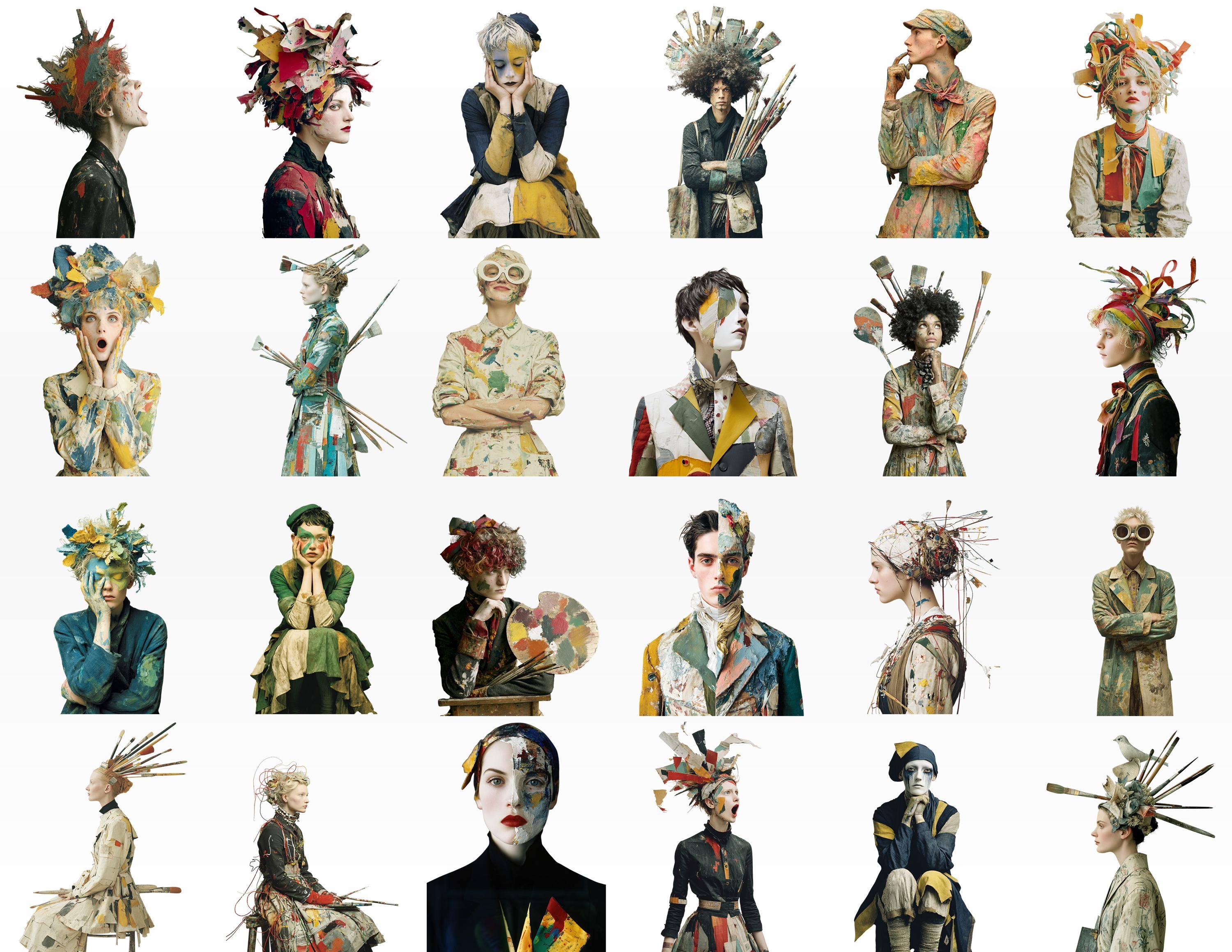 Artists Portraits, 30 Clipart Bundle + 15 Backgrounds, for Cards, Junk ...