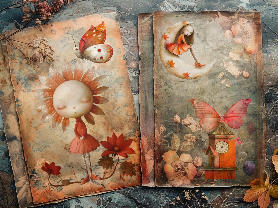 100 Fantasy Whimsical Autumn Png Clipart Bundle + 30 Backgrounds, for ...