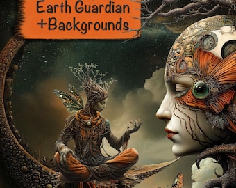 40 PNG Earth Guardian Characters Clipart Bundle  + 15 Backgrounds, DIY Card Making, Junk Journal Kit, Scrapbooking Supplies, Commercial use!