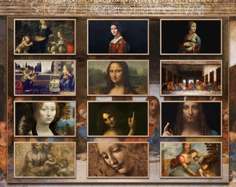 Samsung frame tv art, Leonardo Da Vinci, Set of 24 paintings and drawings, Italian Renaissance art, Famous art, 4K TV, instant download
