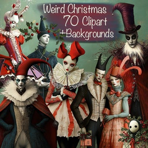 70 Seltsame Weihnachtsfiguren Bundle + Hintergrund, DIY, Scrapbook Kit, Junk Journal Bedarf, Kartenherstellung, Kommerzielle Nutzung!