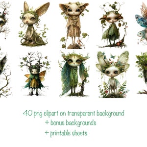 May include: A set of ten digital illustrations featuring whimsical, nature-inspired creatures with intricate details. Each creature is depicted with a unique combination of animal and plant elements, creating a magical and enchanting aesthetic.