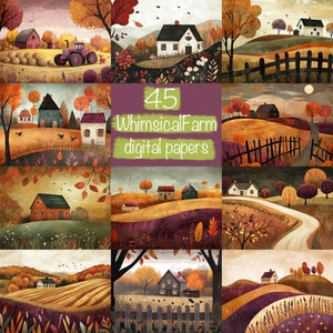 45 grillige minimale herfst herfst boerderij digitale papers pack achtergronden, voor kaarten maken, junk journal, scrapbooking... Commercieel gebruik!