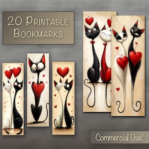 20 modèles de marque-pages imprimables uniques et fantaisistes de la Saint-Valentin + feuilles imprimables, marque-page imprimable, bricolage, usage commercial !