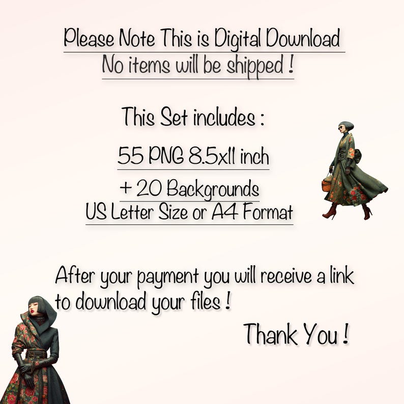 Puede incluir: Conjunto gr&aacute;fico de descarga digital con texto: "Tenga en cuenta que esta es una descarga digital. &iexcl;No se enviar&aacute;n art&iacute;culos!" Incluye 55 archivos PNG, 21,59 x 27,94 cm, y 20 fondos. Texto: "Despu&eacute;s de su pago, recibir&aacute; un enlace para descargar sus archivos. &iexcl;Gracias!"