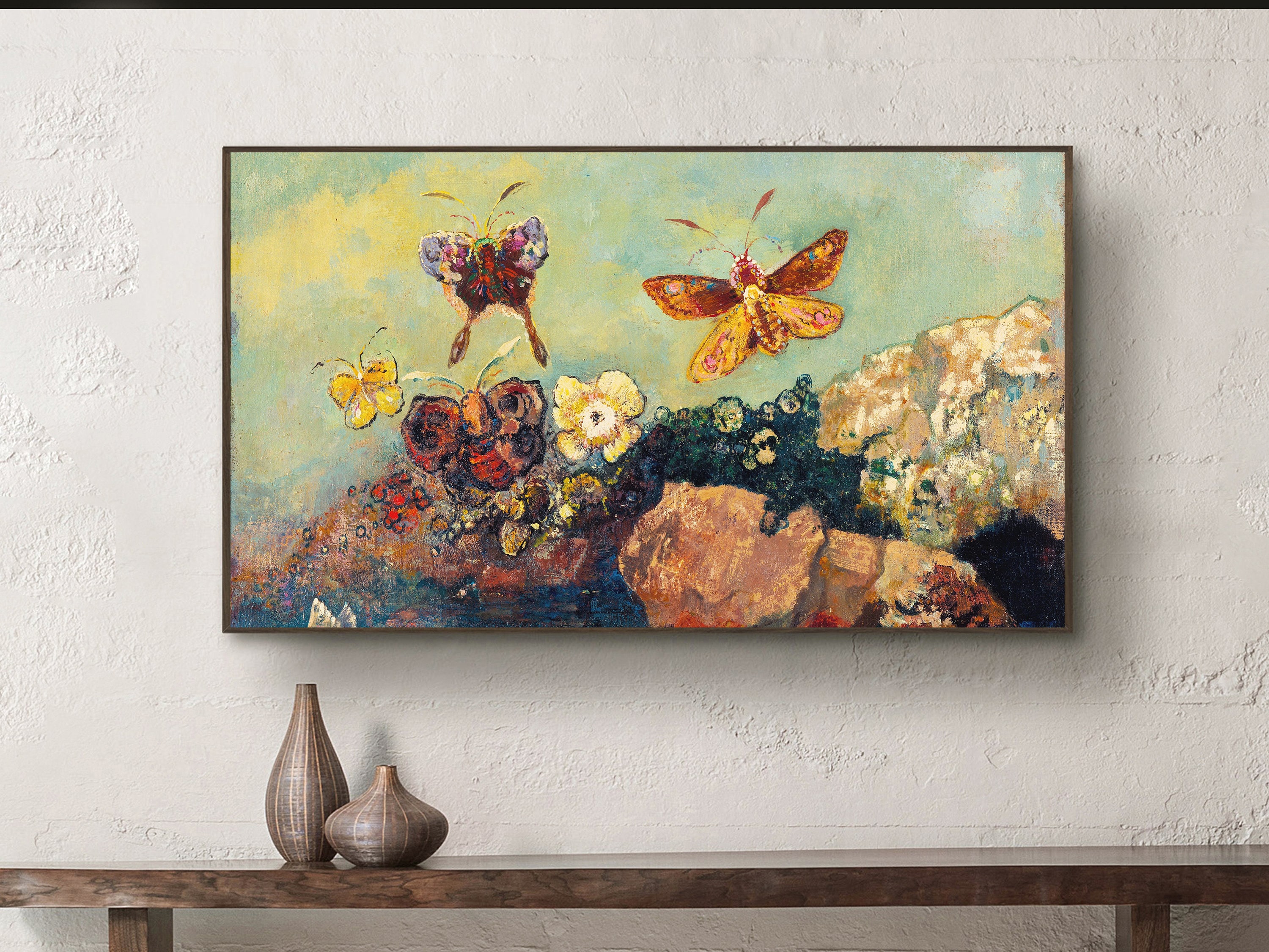 Vintage art TV Art 4K Digital Download Odilon Redon Butterflies Painting Samsung Frame TV Art