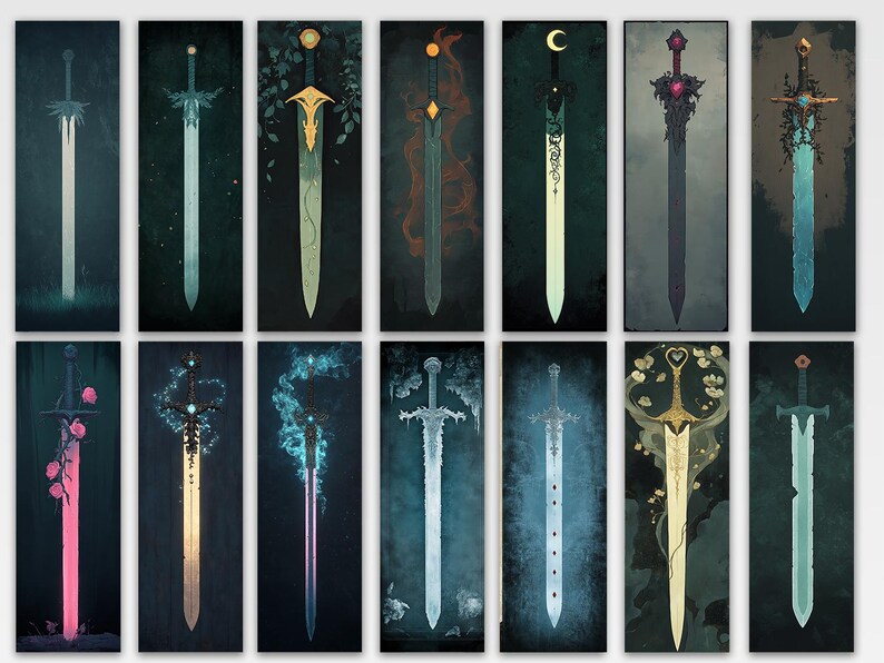 25 Unique Epic Fantasy Swords Printable Bookmark Designs + Printable ...