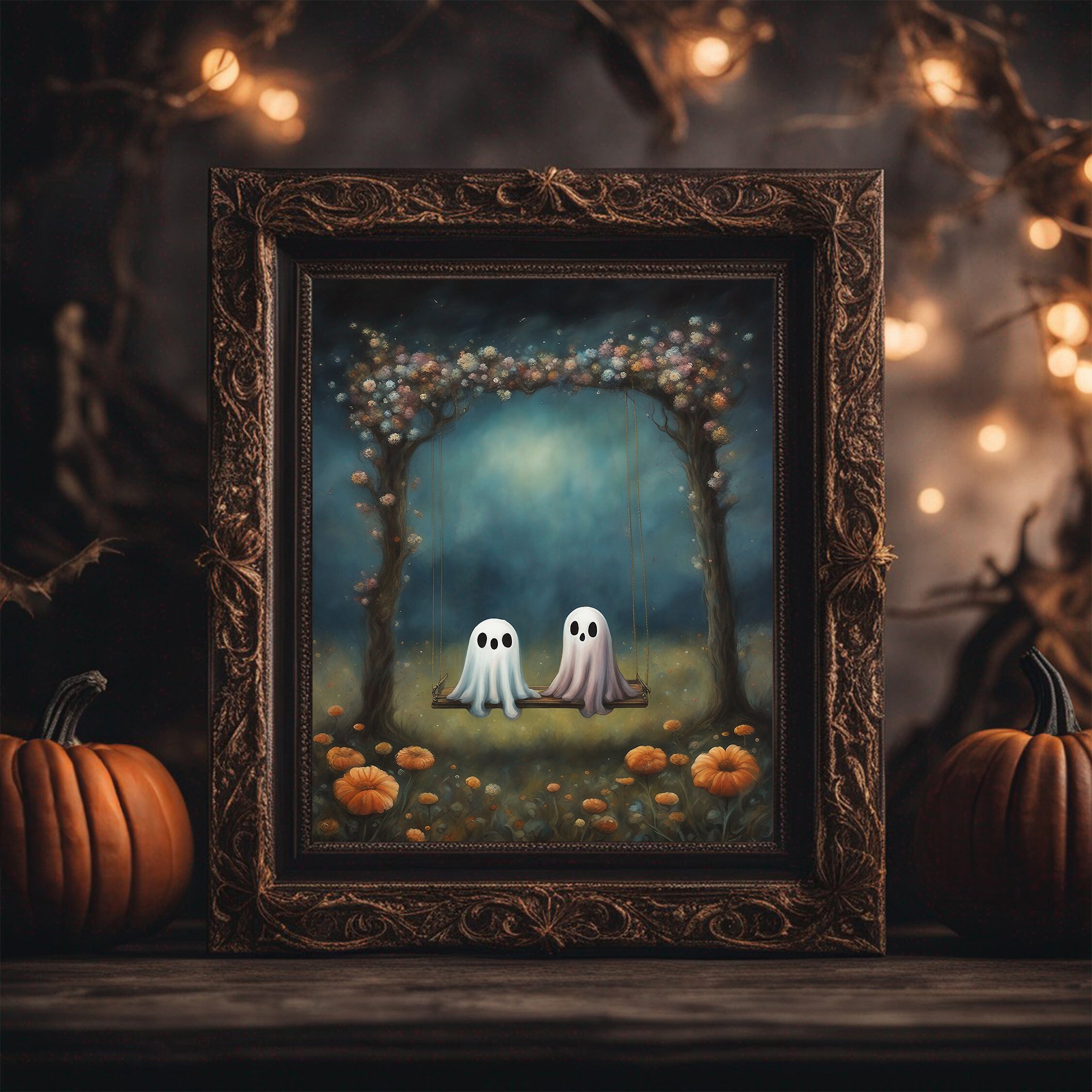 Ghost on a swing 着こなせ ハロウィン パンプキンリース