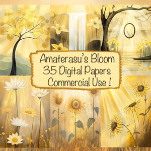 Sunlit Flowers, zestaw 35 papierów cyfrowych, samodzielne tworzenie kartek, artykuły do dziennika śmieci, zestaw do scrapbookingu, kolaż, do użytku komercyjnego!
