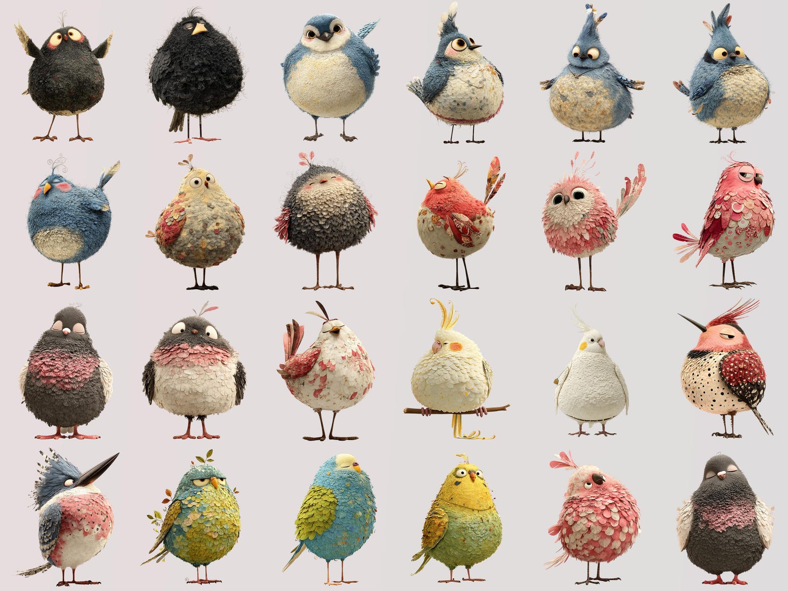 Quirky Fat Birds 60 Clipart + 15 Background, DIY Card Making, Junk ...