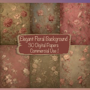 Fundos florais elegantes, pacote com 30 papéis digitais, criação de cartões "faça você mesmo", suprimentos para diário, kit de scrapbooking, colagem, uso comercial!