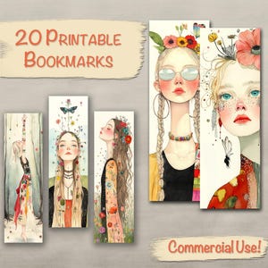 20 modèles de marque-pages imprimables Boho Girls + feuilles imprimables, marque-page imprimable, bricolage, usage commercial !