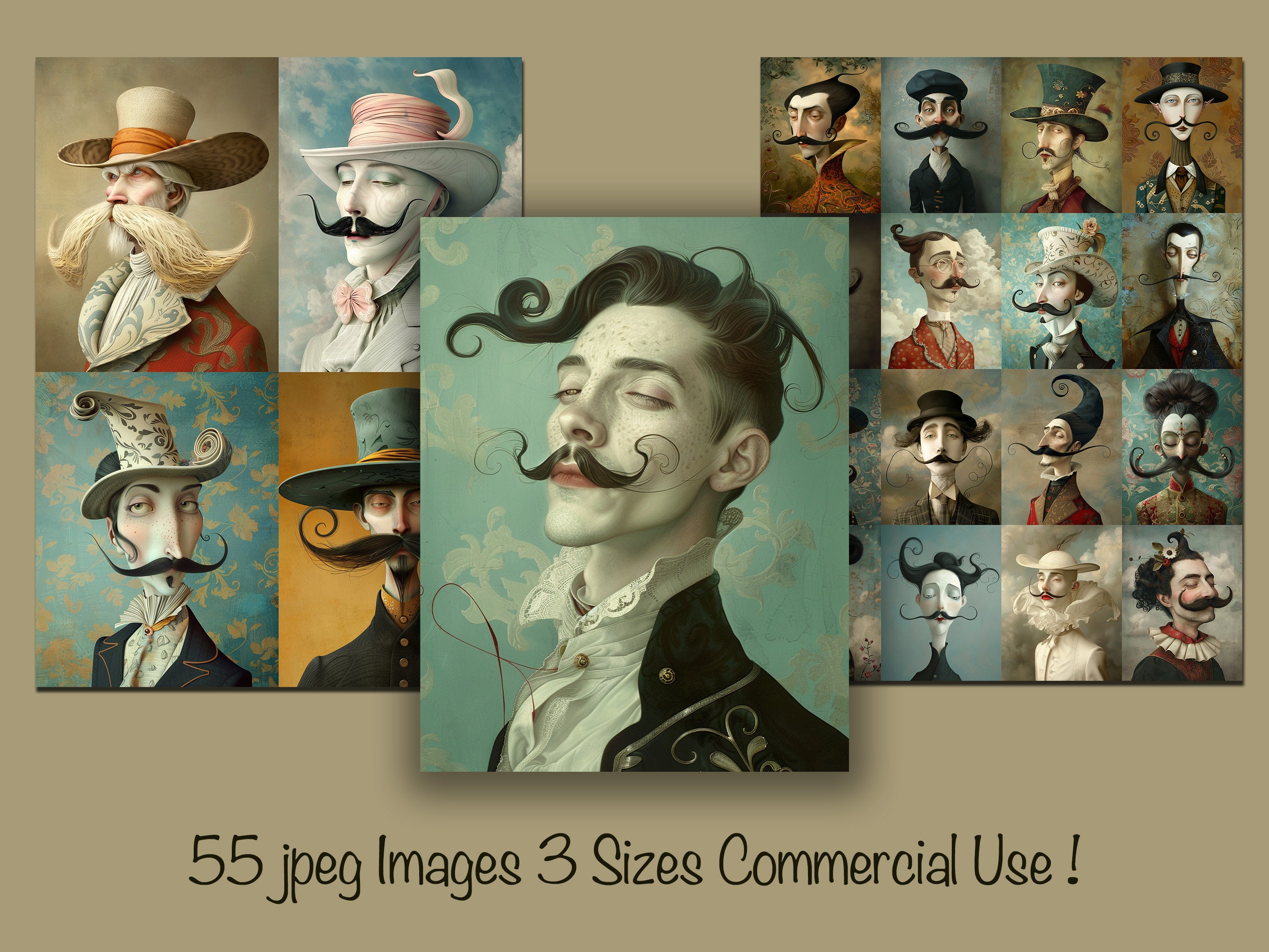 Mustache Portrait World of Mustache, 55 Portraits of Whimsical Surreal Man With Mustache ...