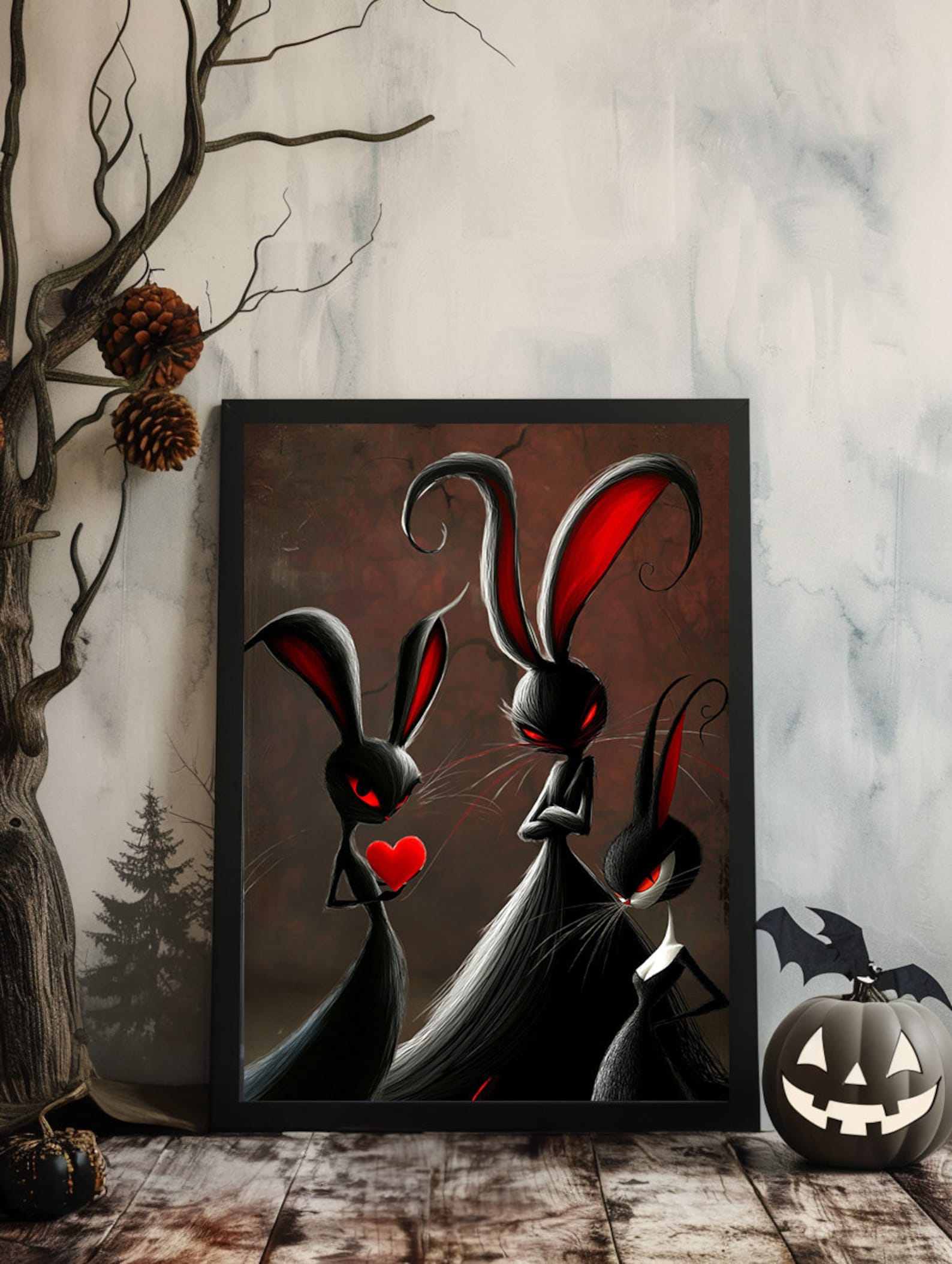 35 Whimsical Spooky Rabbits Clipart PNG +16 Backgrounds, for Card ...