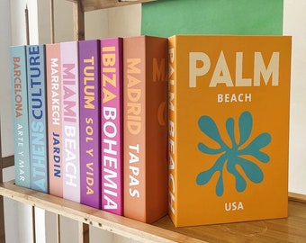 New Ornamental Artificial Pastel Travel Book Box | Coffee Table Decor | Shelf Decor Vacation Travel Aesthetic | Miami Palm Beach Ibiza
