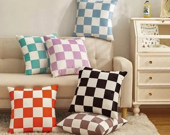 Modern Checkerboard Velvet Cushion Cover | 45 x 45 cm | Unique Quirky Trendy | Home Decor