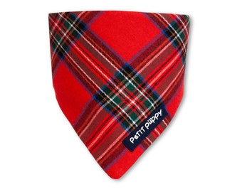 Red Plaid Dog Bandana, Pet Red Scarf, Red Blue Plaid Bandana, Bandana Scarf, Over the Collar, Dog Neckwear, Pet Accessories