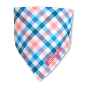 Dog Bandana, Pet Scarf, Puppy Girl Bandana, Pink Blue Bandana, Bandana Scarf-Over the Collar, 100% Cotton, Girl Dog Bandanas